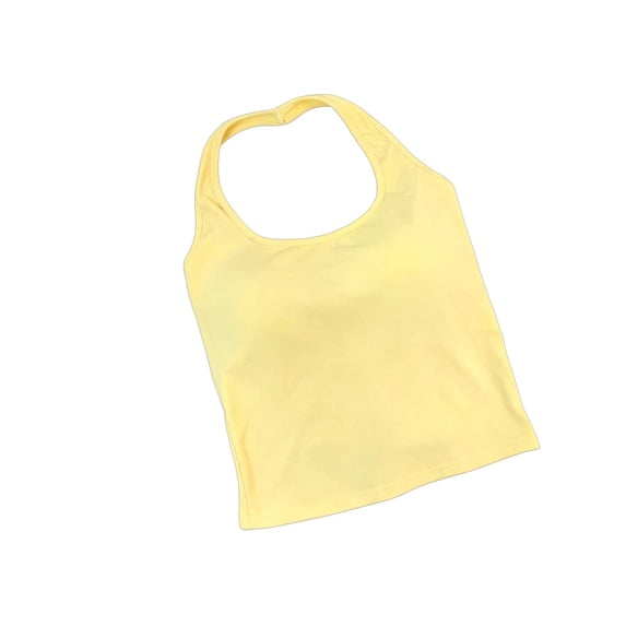 JGGSPWM Women's Halter Crop Top Padded Backless Workout Halter Tank Tops Trendy Going Out Yoga Sports Gym Clothes Yellow Free Size