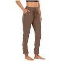 JGGSPWM Women's High Waisted Ankle Pants with Pockets Casual Sweatpants for Athletic Travel Lounge Work Brown M