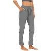 JGGSPWM Women's High Waisted Ankle Pants with Pockets Casual Sweatpants for Athletic Travel Lounge Work Dark Gray M