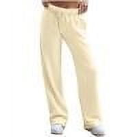 JGGSPWM Women's High Waisted Baggy Wide Leg Athletic Jogger Sweatpants with Pockets Beige 2XL
