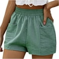 thumbnail image 1 of JGGSPWM Women's High Waisted Linen Blend Shorts Pull On Summer Shorts with Pockets 16-Blue XXL, 1 of 6