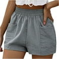 thumbnail image 1 of JGGSPWM Women's High Waisted Linen Blend Shorts Pull On Summer Shorts with Pockets 16-Gray L, 1 of 6