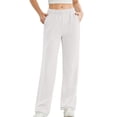 thumbnail image 1 of JGGSPWM Women's High Waisted Straight Leg Sweatpant Casual Solid Color Drawstring Workout Sweat Pants Pocket Fall Pants White XXL, 1 of 4