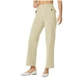 thumbnail image 1 of JGGSPWM Women's High Waisted Wide Leg Stretchy Straight Leg Tummy Control Buttoned Denim Pants with Pocket Khaki M, 1 of 9