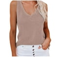 thumbnail image 1 of JGGSPWM Women's Hook-Eye V-Neck Knit Vest Hollow-Out Cable Crochet Camis Sleeveless Sweater Vests Khaki 3XL, 1 of 6