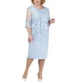 thumbnail image 1 of JGGSPWM Women's Lace Overlay Midi Dress 3/4 Sleeves Floral Embroidery Cocktail Evening Dresses Sky Blue 3XL, 1 of 9