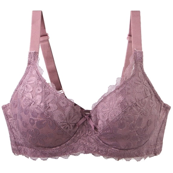 JGGSPWM Women's Large Size Lace Bra Thin Section with Steel Ring up Support Anti-Sagging Gathered Cup Underwear Purple 110C