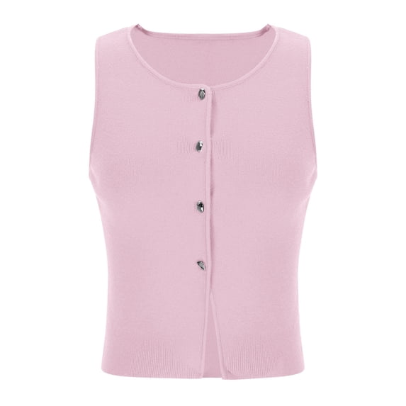 JGGSPWM Women's Lightweight Button Down Cardigan Long Sleeve Solid Casual Crew Neck Soft Knit Cardigans Sweater Tops Pink L