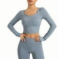 thumbnail image 1 of JGGSPWM Women's Long Sleeved Sports Fitness Yoga Suit Top Workout T Shirts Slim Fit Gym Yoga Running Shirts for Women Blue S, 1 of 9