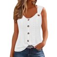 thumbnail image 1 of JGGSPWM Women's Loose Fit Summer Tank Tops Spring Lace Tee Button Down O Ring Strappy Shirts White L, 1 of 6