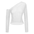 thumbnail image 1 of JGGSPWM Women's Mesh Sheer Tops Off The Shoulder Long Sleeve See Through Shirts Going Out Party Club Outfits White M, 1 of 3