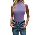 thumbnail image 1 of JGGSPWM Women's Mock Turtleneck Tank Tops Slim Fit Stretch Ribbed Knit Workout Casual Tees Purple S, 1 of 6
