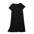 thumbnail image 1 of JGGSPWM Women's Nightgown Comfy Nightshirts Solid Color Short Sleeves Sleepwear Soft Breathable Round Neck Nightdress Black M, 1 of 6