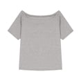 thumbnail image 1 of JGGSPWM Women's Off The Shoulder Tops, Short Sleeve Off Shoulder Shirts Casual Summer Loose Tunics Tee Blouse Gray L, 1 of 3