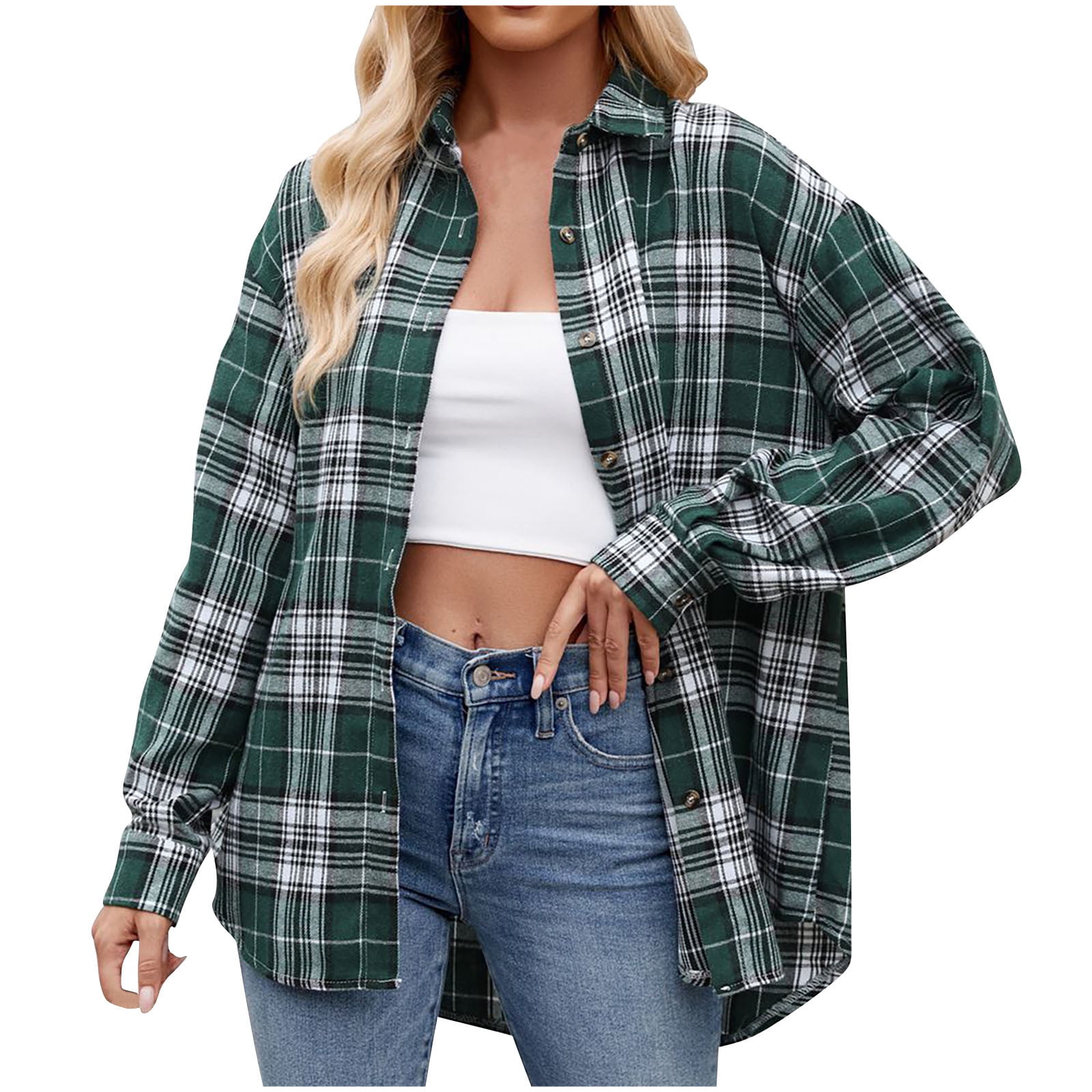 Sadie | Women's Plaid Flannel Long Sleeve Button Up Shirt
