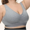 thumbnail image 1 of JGGSPWM Women's Plus Size Cotton Wireless Full Coverage Bra Lace Trim Thin Bra Gray 53.94'', 1 of 9