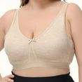 thumbnail image 1 of JGGSPWM Women's Plus Size Cotton Wireless Full Coverage Bra Lace Trim Thin Bra Khaki 51.97'', 1 of 7