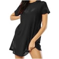 thumbnail image 1 of JGGSPWM Women's Plus Size Fishnet Sheer Mesh Shirt Short Sleeve Summer Tee Swimwear Cover Up Fashion Round Neck Top Black M, 1 of 8