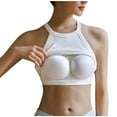 thumbnail image 1 of JGGSPWM Women's Ribbed Halter Yoga Tank Tops Summer Built-in Bra Slim Fit Cropped Camisole Casual Comfy Workout Sleeveless Shirts White XL, 1 of 6