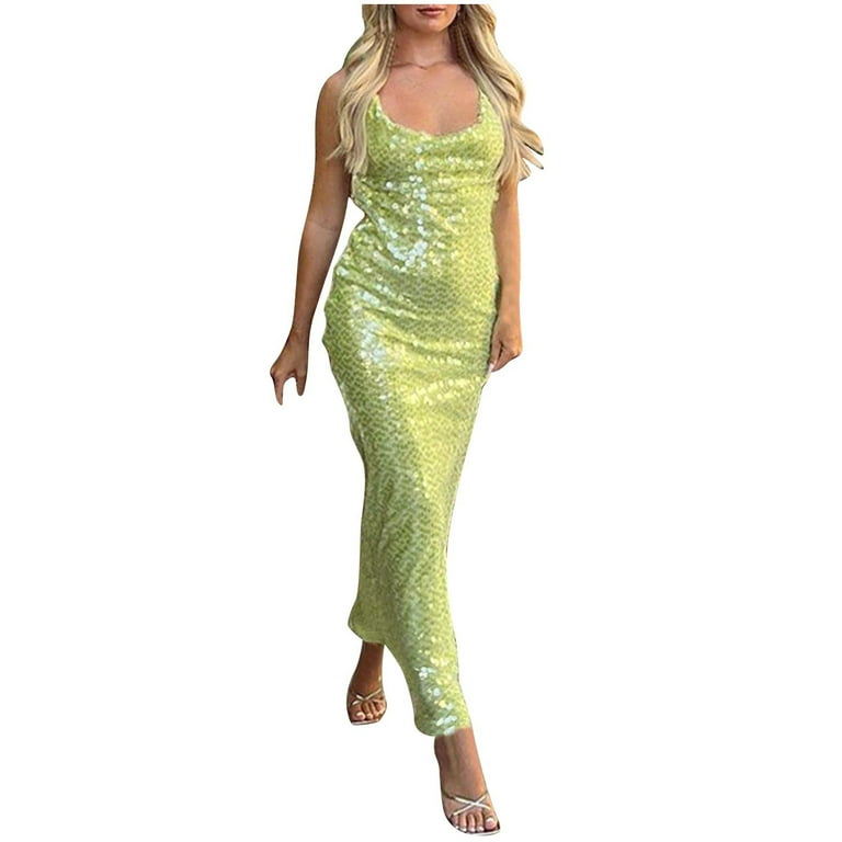 JGGSPWM Women's Sequin Sparkly Glitter Long Maxi Dress Sexy