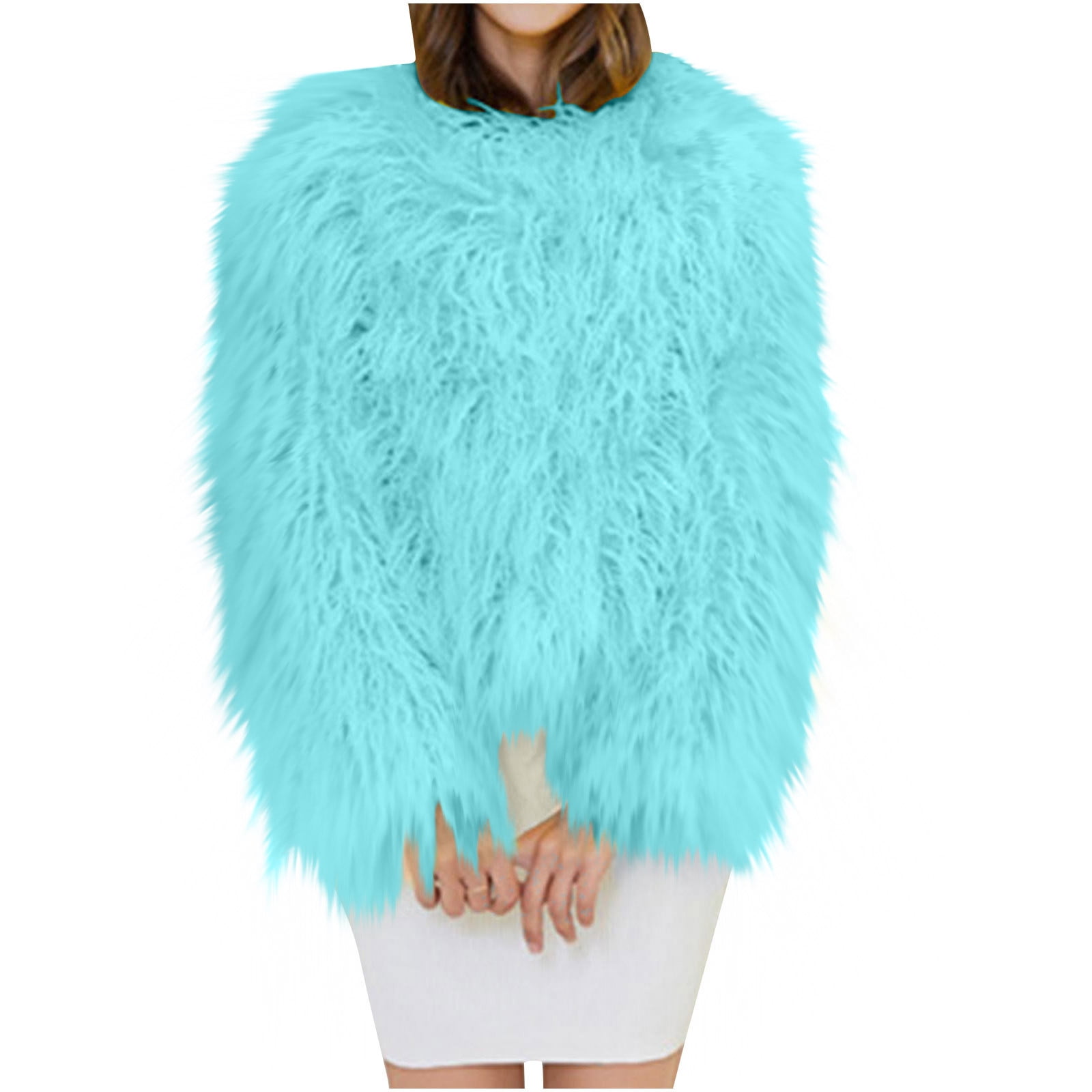 JGGSPWM Women's Shaggy Faux Furry Winter Jacket: Cozy Long Sleeve