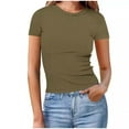 thumbnail image 1 of JGGSPWM Women's Short Sleeve Crew Neck T Shirt Basic Knit Ribbed Fitted Casual Slim Tee Bronze M, 1 of 6