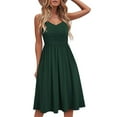 thumbnail image 1 of JGGSPWM Women's Sleeveless A Line Midi Dress Ruched Detail Dresses Army Green M, 1 of 7