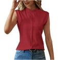 thumbnail image 1 of JGGSPWM Women's Sleeveless Loose Fit Summer Tank Top with High Neck and Solid Design Dressy Casual Blouse Shirt Wine M, 1 of 9