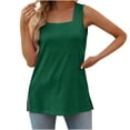 thumbnail image 1 of JGGSPWM Women's Sleeveless Tank Top Square Neck Tunic Classic Basic Tshirts Casual Comfy Vest Solid Tees Summer Cool Camisole Green XXL, 1 of 6
