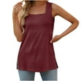 thumbnail image 1 of JGGSPWM Women's Sleeveless Tank Top Square Neck Tunic Classic Basic Tshirts Casual Comfy Vest Solid Tees Summer Cool Camisole Wine XL, 1 of 6
