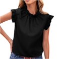 thumbnail image 1 of JGGSPWM Women's Sleeveless Tank Top Trendy Tshirts Crewneck Tunic Ruffle Vest Solid Tees Summer Casual Camisole Black M, 1 of 5