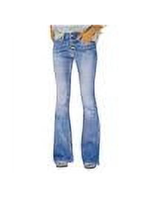 Women's Slim Fit Flare Jeans with Bell Bottom Boot Cut for Retro Classic Wide Leg Look Blue S