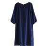 JGGSPWM Women's Soft Cotton Long Nightgown Half Sleeve House Sleepwear Lightweight Dress Navy L
