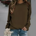 thumbnail image 1 of JGGSPWM Women's Solid Classic Crewneck Long Sleeve Casual Loose Pullover Fall Winter Sweatshirt Tops Brown S, 1 of 7