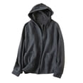 thumbnail image 1 of JGGSPWM Women's Solid Color Hooded Cardigan Knitted Jacket Autumn Spliced Button Pocket Fashion Loose Long Sleeve Coat Gray XXL, 1 of 7