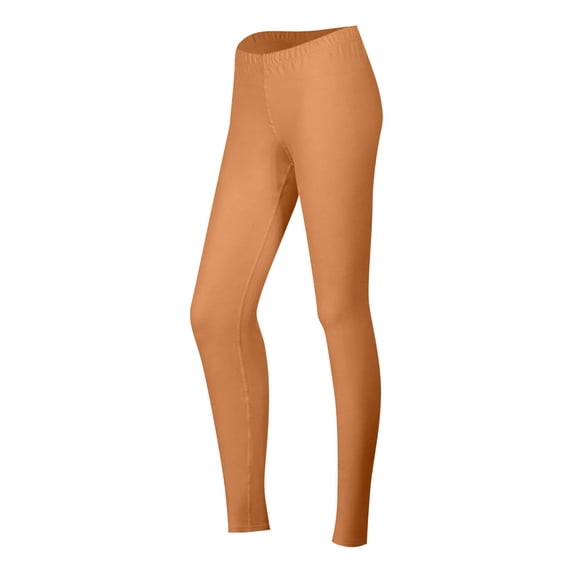 JGGSPWM Women's Solid Color Slim Fit Long Pants Thermal Underwear Fleece Lined Thermal Underwear Bottoms Orange L