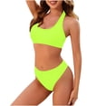 thumbnail image 1 of JGGSPWM Women's Solid Racerback Athletic Bikinis Sporty Two Pieces Swimsuit For Girls Sports Bathing Suits Green XL, 1 of 9