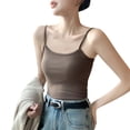 thumbnail image 1 of JGGSPWM Women's Spaghetti Strap Casual Tank High Elastic Solid Color Top Stretch Slim Fit Suspender Summer Camisole Brown 2XL, 1 of 8