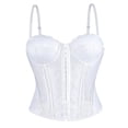 thumbnail image 1 of JGGSPWM Women's Spaghetti Strap Mesh Floral Lace Corset Tops Lace-Up Bustier Going Out Date Night Party Crop Cami Top White M, 1 of 7