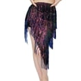thumbnail image 1 of JGGSPWM Women's Sparkly Fringed Tie Side Wrap Skirt, Sequins Tassel Belly Dance Hip Scarf Waist Skirts for Party Purple Free Size, 1 of 5