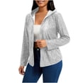 thumbnail image 1 of JGGSPWM Women's Sparkly Sequin Jacket Zipper Long Sleeve Glitter Sequin Hooded Jacket Solid Color Fashion Coats with Pockets Silver S, 1 of 8