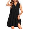 JGGSPWM Women's Spring Summer Sleeveless V Neck Mini Dress Tank Sundress with Pockets Black XL