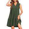 thumbnail image 1 of JGGSPWM Women's Spring Summer Sleeveless V Neck Mini Dress Tank Sundress with Pockets Green L, 1 of 8