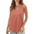 thumbnail image 1 of JGGSPWM Women's Stretch Fabric Sleeveless Round Neck Tank Top Curved Hem Camisole Blouse Orange M, 1 of 8