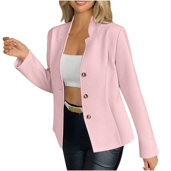 JGGSPWM Women's Suit Jacket Lightweight Cropped Jacket Winter Casual Lightweight Fall Coats Warm Thermal Outerwear Trendy Clothes Pink S