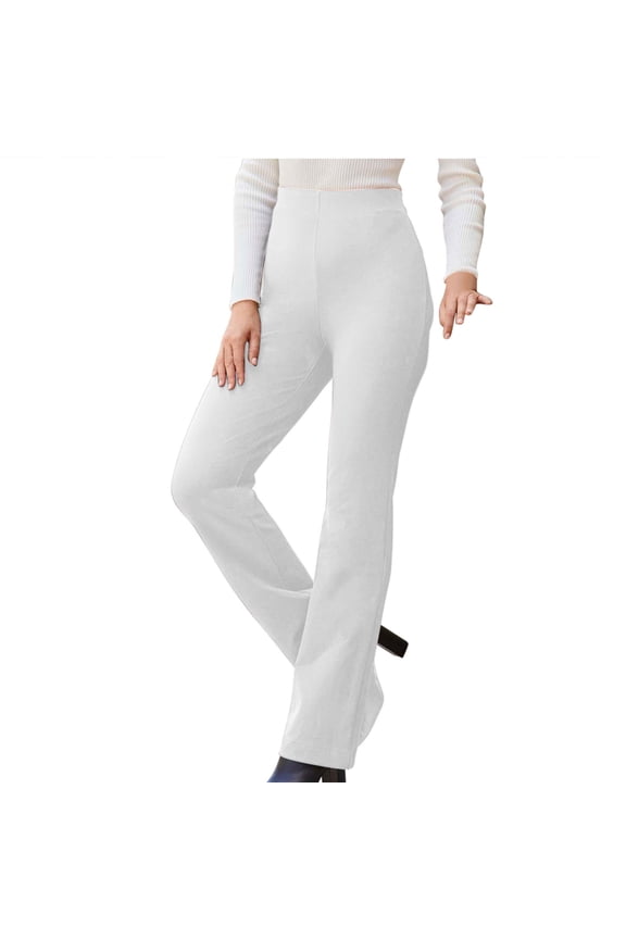 Women's Suit Pants Straight Leg Dress Pants with Pockets High Waisted Slacks with Belt Loops for Business Casual Wear White S