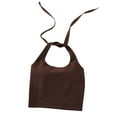 thumbnail image 1 of JGGSPWM Women's Summer Built-In Bra Halter Tops Backless Crop Cami Chest Pad Cotton Top Underwear Base Bottoming T-Shirts Coffee S, 1 of 5
