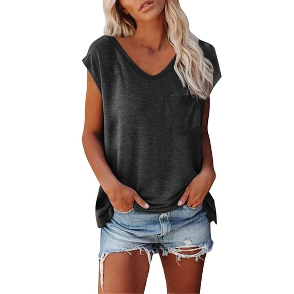 JGGSPWM Women's Summer Casual Crew Neck Loose Fit Short Sleeve Comfy Lightweight Tees Blouse Tops Black 2XL