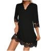 JGGSPWM Women's Summer Casual Tunic Dress 3/4 Sleeve Lace Hem Short Outfit Black S