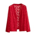 thumbnail image 1 of JGGSPWM Women's Summer Lace Cardigan Open Front 3/4 Sleeve Sheer Crochet Cover Up Shrugs Kimono Lightweight Lace Shrug Red 3XL, 1 of 2
